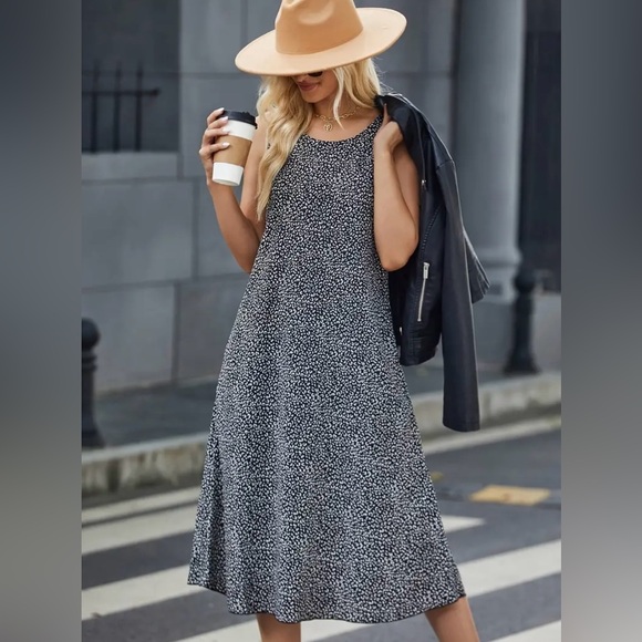 New black & white loose and flowing sleeveless spring summer dress women… - Picture 5 of 5